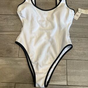 No Boundaries White Swimsuit with Black Edging